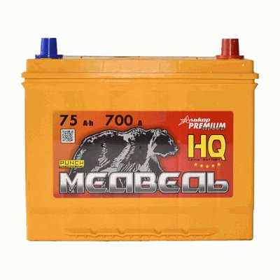 Аккумуляторная батарея 75 Ач Медведь (90D26L) VLA Ca/Ca о/п 26,0*17,3*22,0