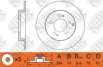 Диск тормозной задний RN1176 NIBK (2шт)