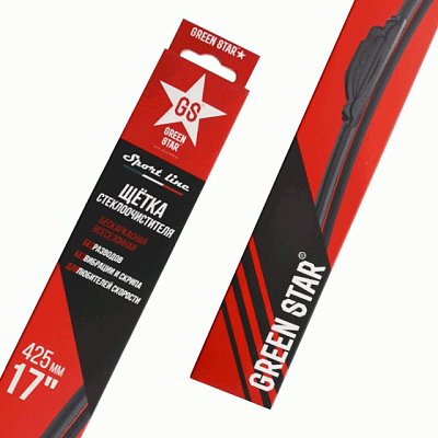 Бескаркасная щетка стеклоочистителя Sport Line Green Star 17" 425мм