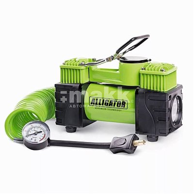 Компрессор  55л/мин 180W 12V металл переходники, сумка, шланг 4м, фонарь АЛЛИГАТОР AL-500