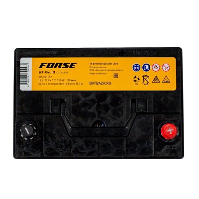 Аккумуляторная батарея 75 Ач Forse Азия (D26L) о/п 26,1*17,5*22,5