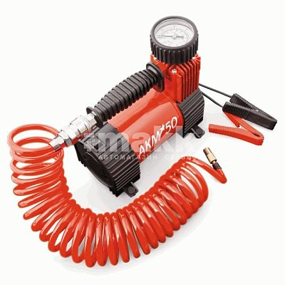 Компрессор  50л/мин 280W 12V 10Атм металлический поршень, в компл 3 насадки AUTOPROFI  AKM-50
