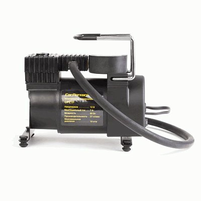 Компрессор 25л/мин 80W 12V металлический поршень, в компл 3 насадки Car Perfomance CP-25P