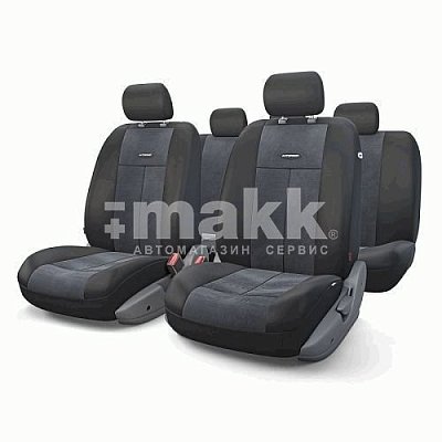 Чехлы AIRBAG полиэстер/велюр, 9 предметов, черный/черный 6 шт/уп TT-902V BK/BK