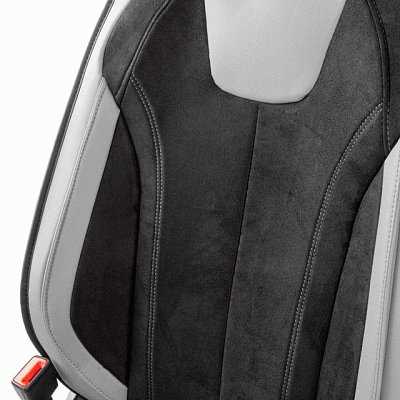 Накидки на сиденье Car Performance передние 2 шт алькантара + экокожа черн/серые  CUS-3034 BK/GY