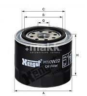 Фильтр масляный Hengst H10W22 (W 917) VOLVO, DAF, CATERPILLAR