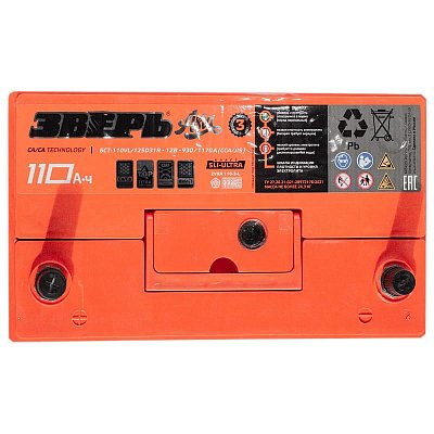 Аккумуляторная батарея 110 Ач ЗВЕРЬ Asia (125D31R) п/п  30,6*17,5*22,5