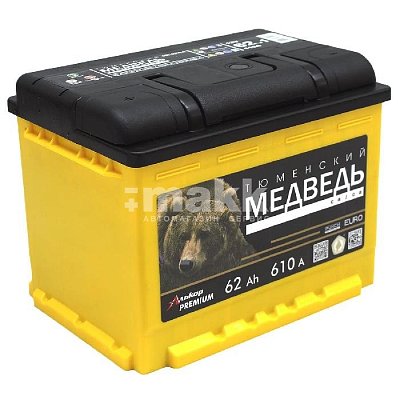 Аккумуляторная батарея 62 Ач Тюменский медведь LA п/п  24,2*17,5*19