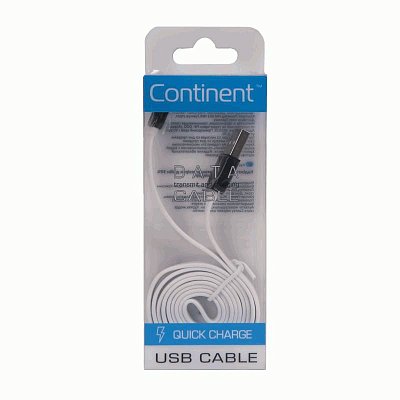 Кабель micro USB Continent 1м, белый плоский QCU-5102WT (box2)