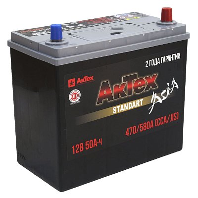 Аккумуляторная батарея 50 Ач Актех Standart Asia (60B24L) о/п тонк.кл 23,8*12,9*22,5