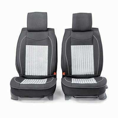 Накидки на сиденье Car Performance передние 2 шт fiberflax черн/серые CUS-2062 BK/GY