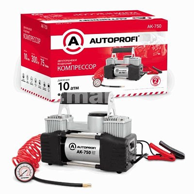 Компрессор  75л/мин 300W 12V питание от АКБ,клап.рег.давл.4 перех.в ком-е AUTOPROFI 4шт/уп AK-750