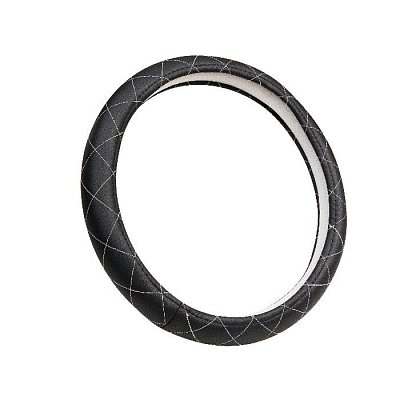 Оплетка экокожа/спонж черная Green Star белый ромб 107730 (M)