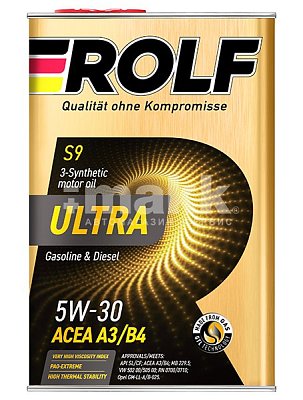 Масло моторное ROLF ULTRA 5W30 синт. API SL/CF ACEA A3/B4 1л металл