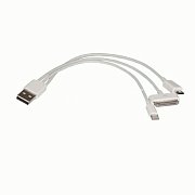Кабель iPhone/iPod/iPad 3в1 8pin/30pin/MicroUSB 0,2м белый Continent  ADP-4020WT box2