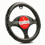 Оплетка экокожа черная 2 вставки из силикона р-р М 20шт/уп AP-2060 BK/BK (M)