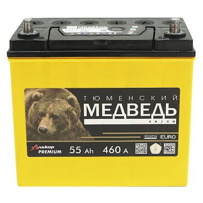 Аккумуляторная батарея 55 Ач Тюменский медведь (65B24L) LA о/п тонк.кл. 23,8*12,9*22,7