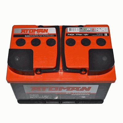 Аккумуляторная батарея 77 Ач ATOMAN п/п  27,5*17,5*19