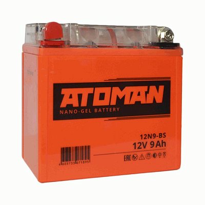 Мото аккумулятор ATOMAN Nano Gel 12V 10Ah (12N9-BS)