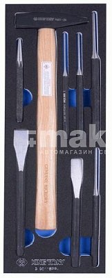 Набор зубил, выколоток, кернеров с молотком, ложемент, 8 предметов King Tony 9-90118PRV "З"