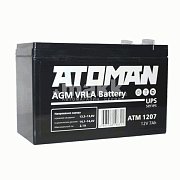 Аккумулятор ATOMAN 12В  7Ач для ИБП, резервирование