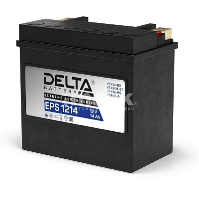 Мото аккумулятор 14Ач Delta 12В (YTX14-BS, YTX14H-BS) п/п