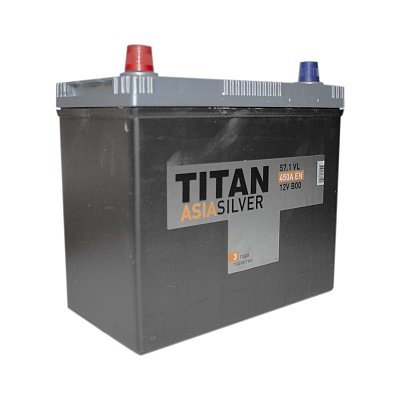 Аккумуляторная батарея 57 Ач ТИТАН Asia Silver (70B24R) п/п тонк.кл. 23,6*12,8*22,3