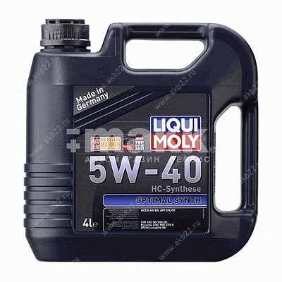 Масло моторное LIQUI MOLY Optimal Synth 5W40 синт. API SN Plus/CF ACEA  A3/B4 4л