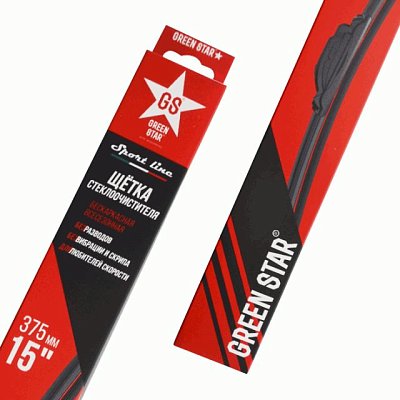 Бескаркасная щетка стеклоочистителя Sport Line Green Star 15" 375мм