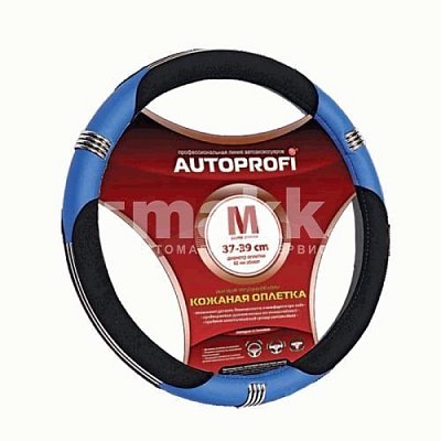 Оплетка  экокожа черн/синий Autoprofi  AP-150 BK/BL (M)
