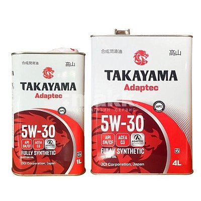 Масло моторное TAKAYAMA Adaptec 5W30 синт ACEA  C3 API SN/CF 4л (железо) АКЦИЯ "4+1"