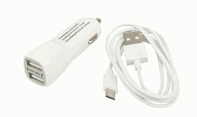 Автомобильное ЗУ USB*2 2А + кабель microUSB Continent белый ZA20-292WT /S1(3)