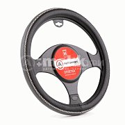 Оплётка экокожа черн/серая  Autoprofi 20шт/уп AP-1931 BK/GY (M)