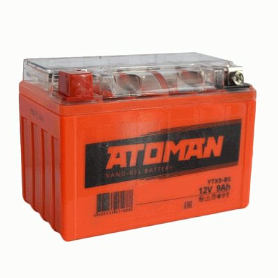 Мото аккумулятор ATOMAN Nano Gel 12V 9Ah (YTX9-BS)