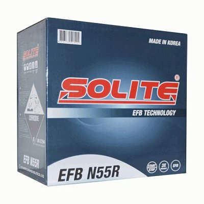 Аккумуляторная батарея 50 Ач Solite EFB N55R п/п 23,6*12,8*20,0/22,2