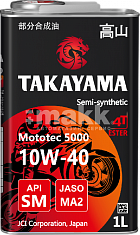 Масло моторное TAKAYAMA Mototec 5000 10W40 4Т п/синт  API SM JASO MA-2 1л