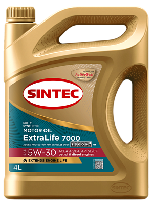 Масло моторное SINTEC EXTRALIFE 7000 5W40 синт. API SN/CF ACEA A3/B4 4л
