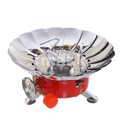 Плитка газовая портативная  (цанга) с ветрозащитным экраном, пьезоподжиг