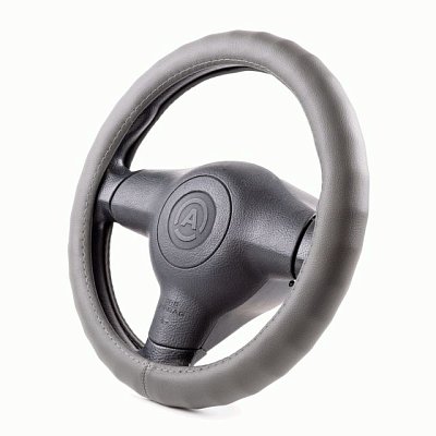 Оплетка  экокожа серая Autoprofi ребристая основа 25 шт/уп AP-1911 D.GY (M) "В"