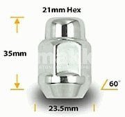 Гайка колесная конус M12*1,25RH 35мм закрытая ключ 21мм хром Matrix min20