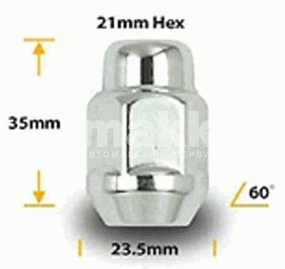 Гайка колесная конус M12*1,25RH 35мм закрытая ключ 21мм хром Matrix min20