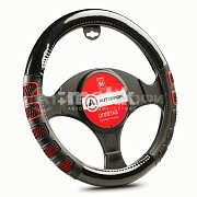 Оплетка  экокожа черн/красная Autoprofi 2 вставки 3D под хват 20шт/уп AP-2051 BK/RD (M) "В"