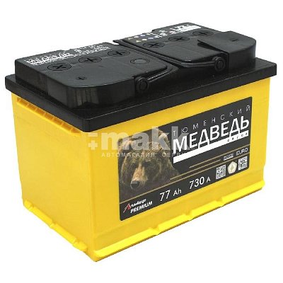 Аккумуляторная батарея 77 Ач Тюменский медведь LA п/п  27,8*17,5*19