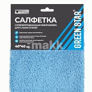 Салфетка из супервпитывающей микрофибры 40x40 см Green Star (синяя с белым) 460 гр/м2