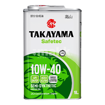 Масло моторное TAKAYAMA Safetec 10W40 п/синт. API SN/CF ACEA A3/B4  1л металл