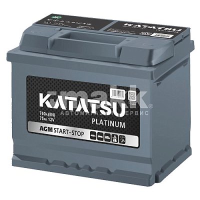 Аккумуляторная батарея 75 Ач Katatsu Arctic Platinum AGM о/п 27,8*17,5*19