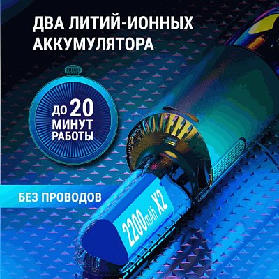 Пылесос беспроводной ROBOVOLT V8,100W 2 насадки,LED фонарь,магн.крышка,зарядка Type-C 5V 1,8A, сумка