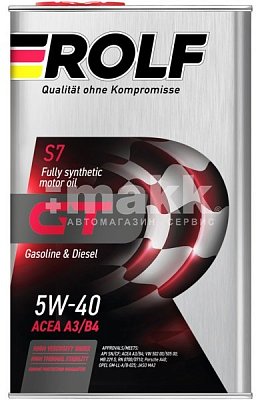 Масло моторное ROLF GT 5W40 синт. API SN/CF ACEA A3/B4 1л металл