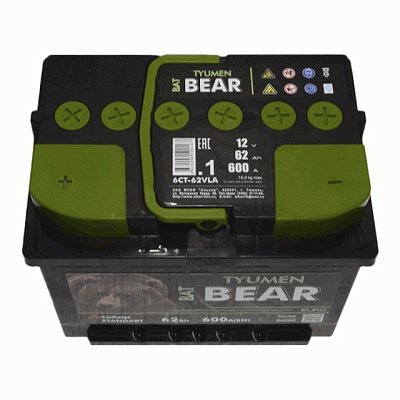 Аккумуляторная батарея 62 Ач Tyumen BatBear  п/п    24,2*17,5*19