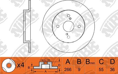 Диск тормозной задний RN1228 NIBK  (2шт)